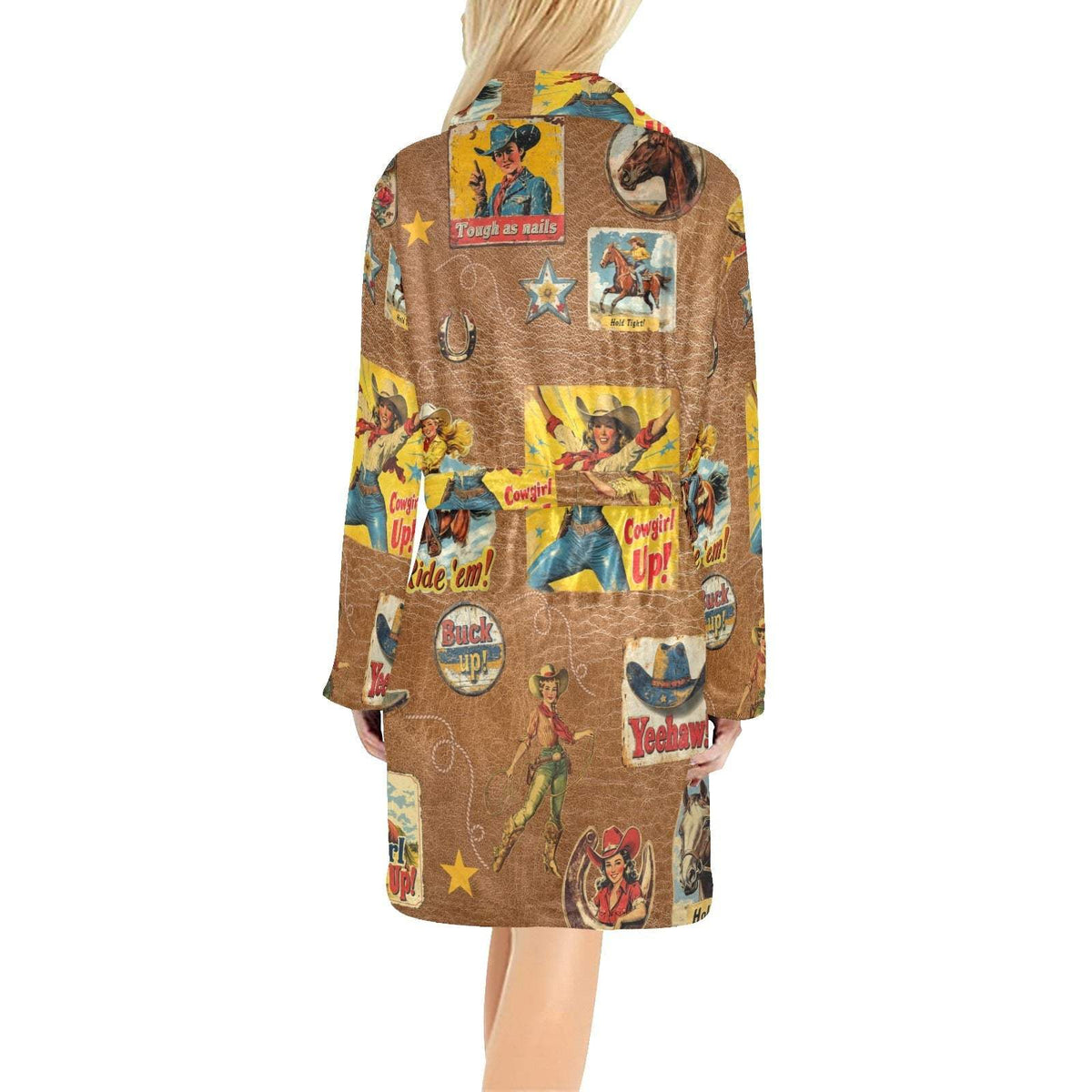 Baha Ranch Vintage Cowgirl Collage Bath Robe - Baha Ranch Western Wear - Flyclothing LLC