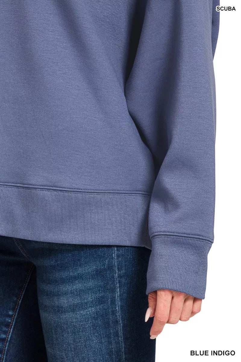 Zenana Scuba Collared Pullover and Pants Set - Trendsi - Flyclothing LLC