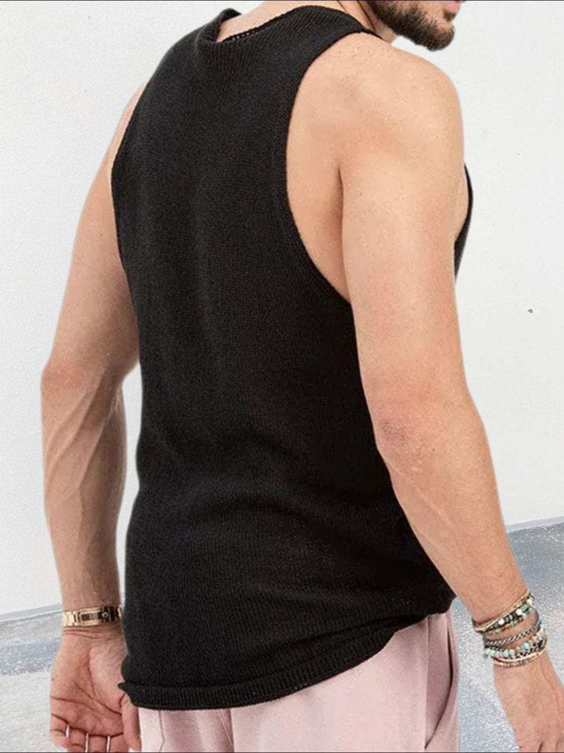 Men's Scoop Neck Knit Tank - Trendsi - Flyclothing LLC