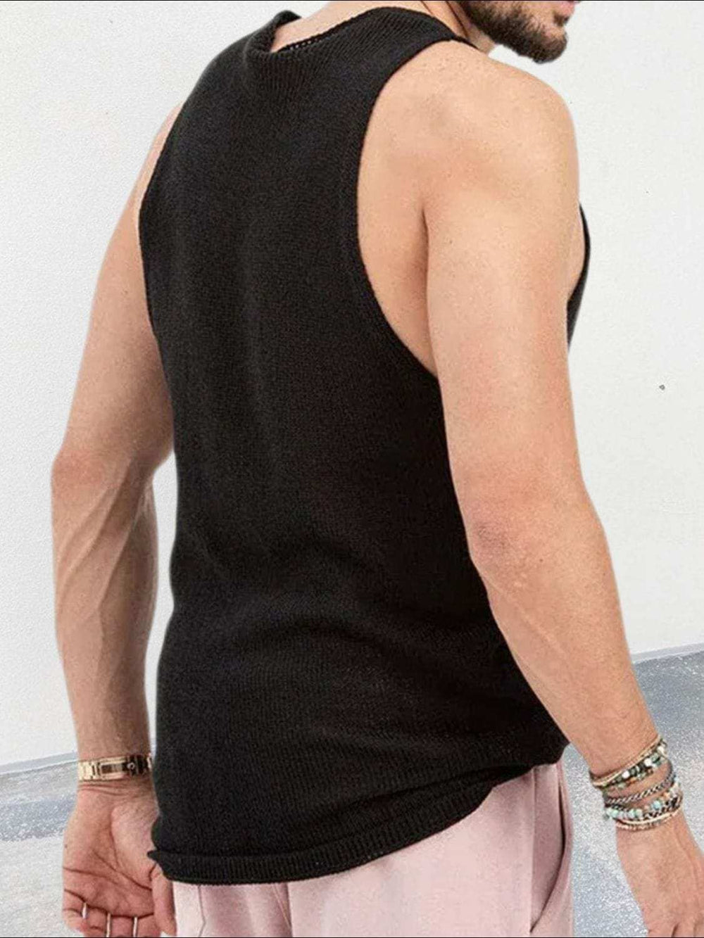 Men's Scoop Neck Knit Tank - Trendsi - Flyclothing LLC