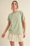 Aemi + Co Exposed Seam Round Neck Short Sleeve T-Shirt - Trendsi