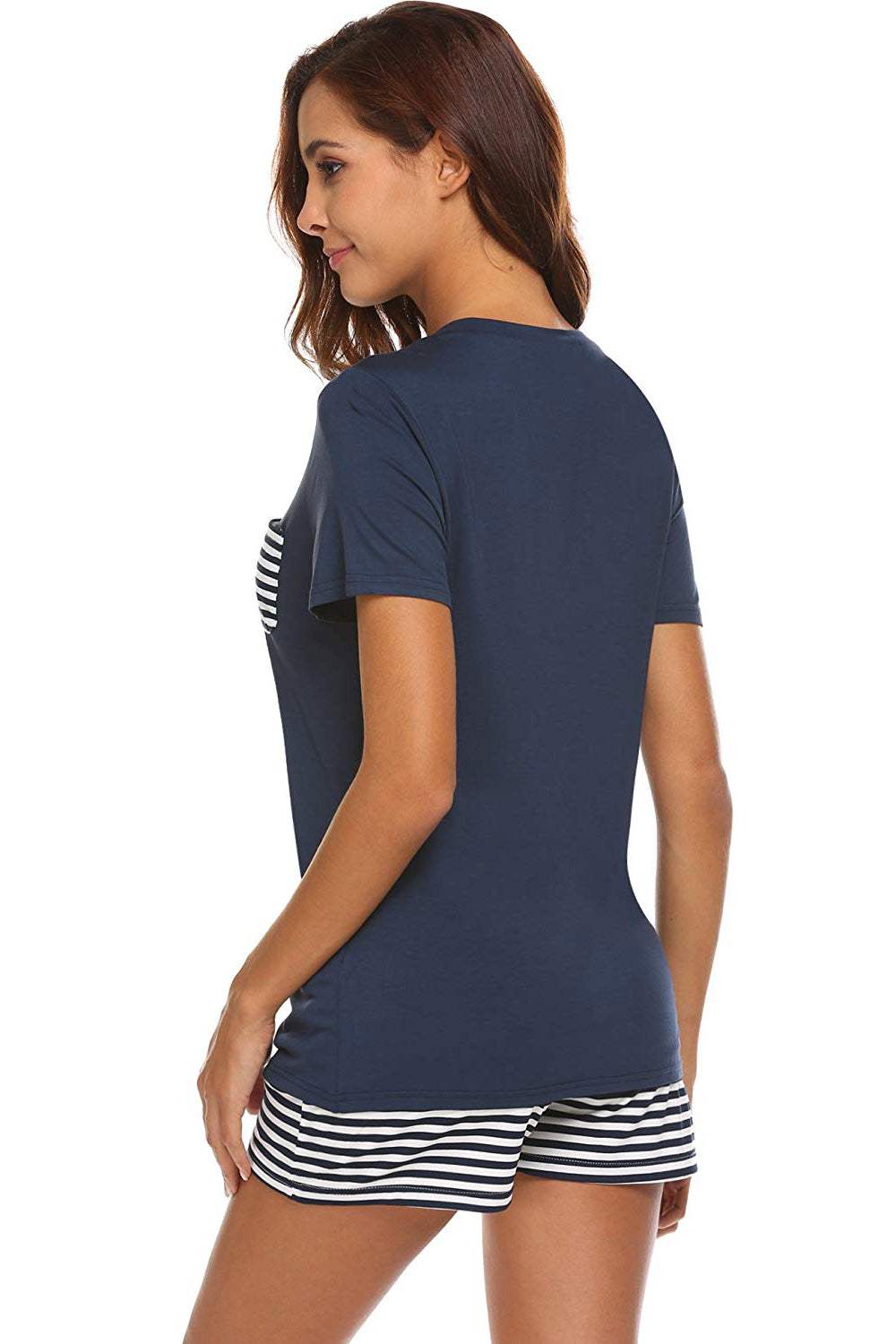 Striped Short Sleeve Top and Shorts Lounge Set - Trendsi - Flyclothing LLC