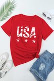 USA Round Neck Short Sleeve T-Shirt - Trendsi - Flyclothing LLC