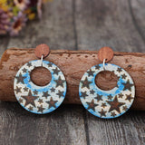 Cutout Star Print Wooden Dangle Earrings - Trendsi