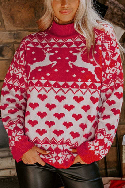 Christmas Element Turtleneck Long Sleeve Sweater - Trendsi - Flyclothing LLC