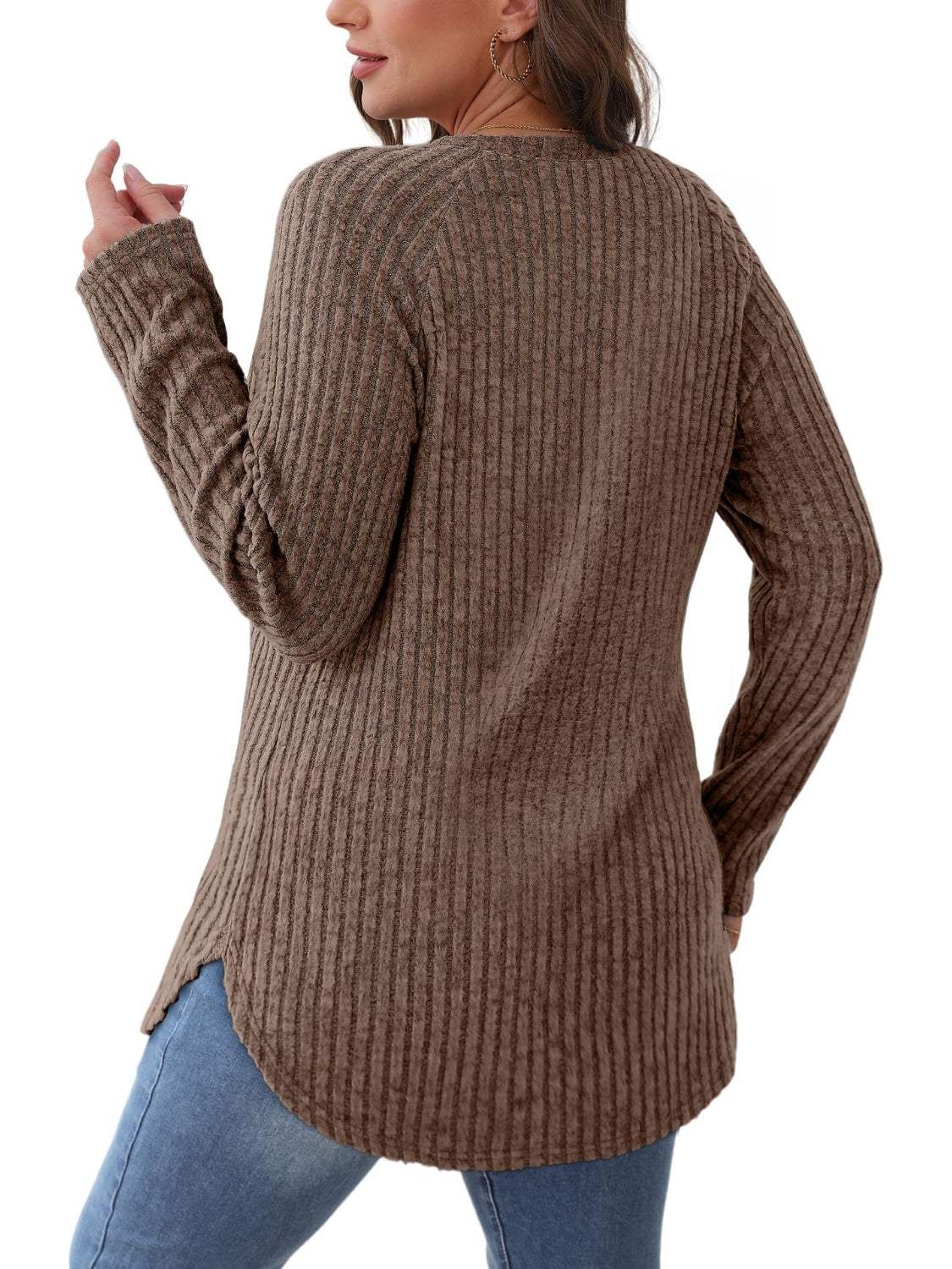 Round Neck Raglan Sleeve T-Shirt - Trendsi - Flyclothing LLC