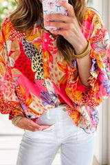 Printed Button Down Long Sleeve Shirt - Trendsi - Flyclothing LLC
