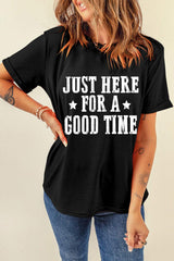 Letter Graphic Round Neck Short Sleeve T-Shirt - Trendsi - Flyclothing LLC