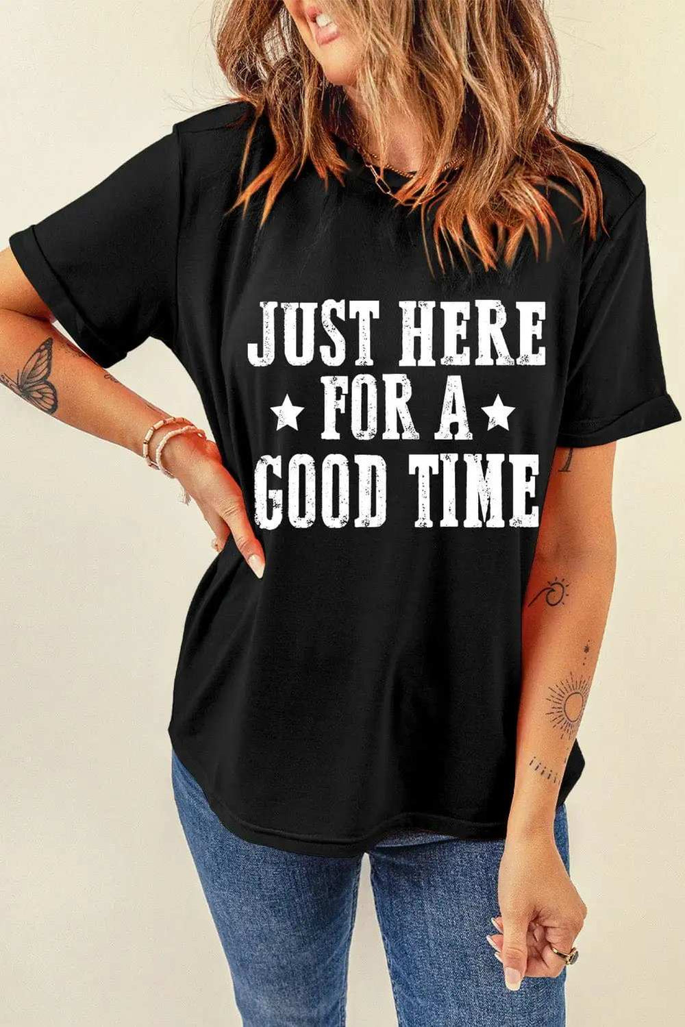 Letter Graphic Round Neck Short Sleeve T-Shirt - Trendsi - Flyclothing LLC