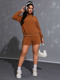 Long Sleeve Hoodie and Pocketed Shorts Set - Trendsi - Flyclothing LLC