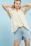 Umgee Ruffled Sleeve Textured Blouse - Trendsi - Flyclothing LLC