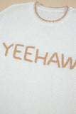 YEEHAW Stitch Edge Crew Neck Knit Top - Trendsi - Flyclothing LLC