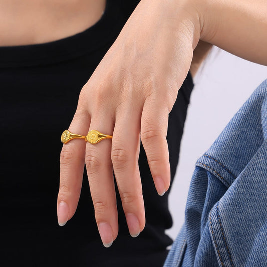 18K Gold-Plated Sun Ring - Trendsi