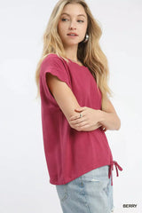 Umgee Linen Scalloped Round Neck Top - Trendsi - Flyclothing LLC