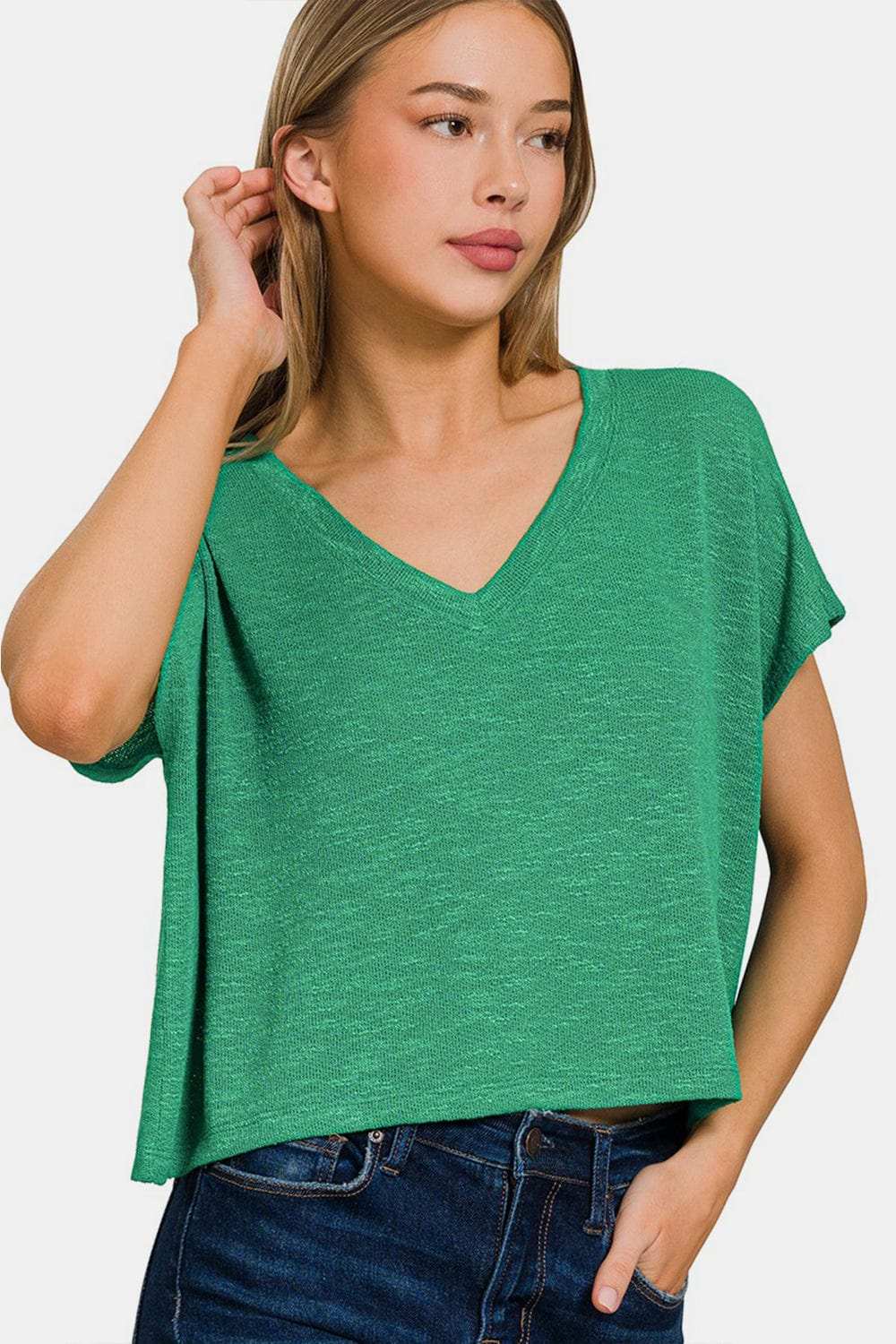 Zenana V-Neck Short Sleeve T-Shirt - Trendsi - Flyclothing LLC