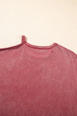 One Shoulder Half Sleeve Oversized Tunic T Shirt - Trendsi - Flyclothing LLC