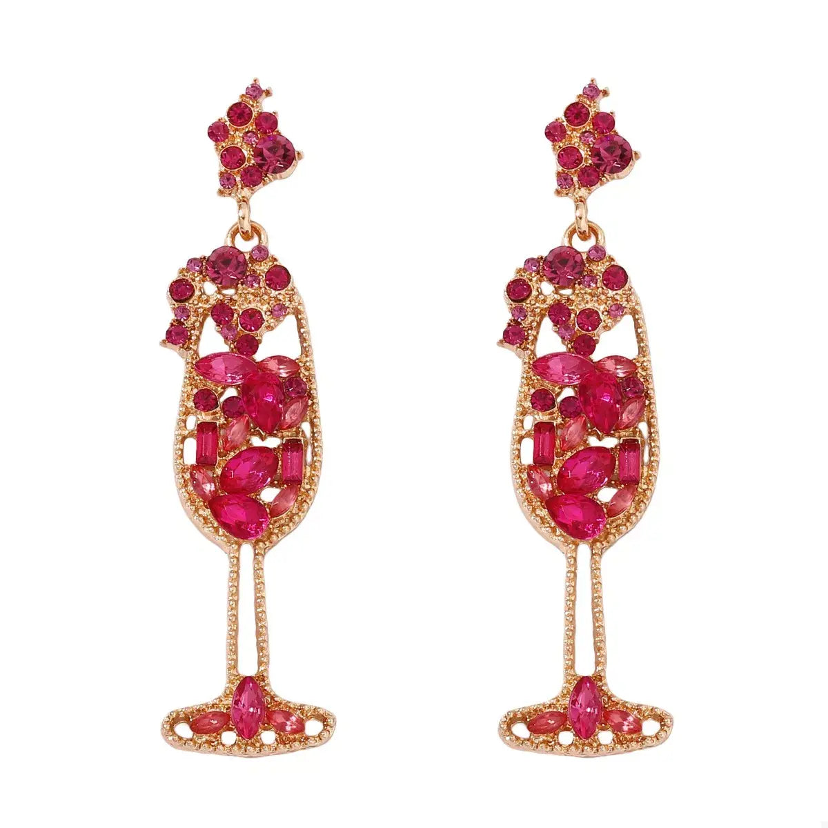 Champagne Glass Rhinestone Dangle Earrings - Trendsi - Flyclothing LLC
