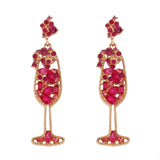 Champagne Glass Rhinestone Dangle Earrings - Trendsi - Flyclothing LLC