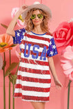BiBi American Flag Theme Usa Print Sequin Dress - Trendsi - Flyclothing LLC