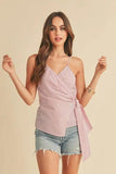 Aemi + Co Side Knotted Surplice Striped Cami - Trendsi