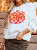 Halloween Pumpkin Patched Pattern Long Sleeve Sweatshirt - Trendsi - Flyclothing LLC