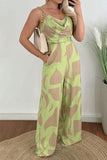 Two-Tone Spaghetti Strap Wide Leg Jumpsuit - Trendsi