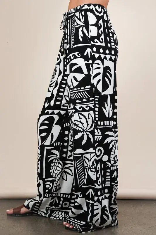 VERY J Printed Casual Wide Leg Resort Pants - Trendsi - Flyclothing LLC