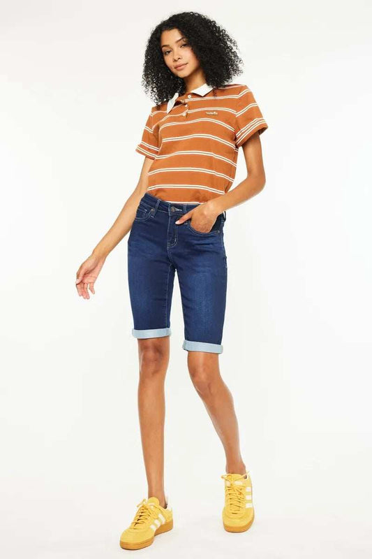 Kancan Mid Rise Bermuda Denim Shorts - Trendsi - Flyclothing LLC