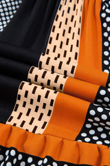 Printed Notched Long Sleeve Mini Dress - Trendsi - Flyclothing LLC