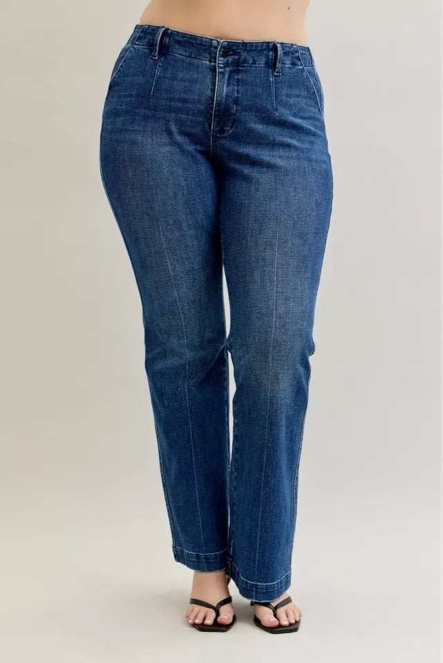 Judy Blue Full Size Mid Rise Bootcut Jeans with Welt Pockets Plus Size - Trendsi - Flyclothing LLC
