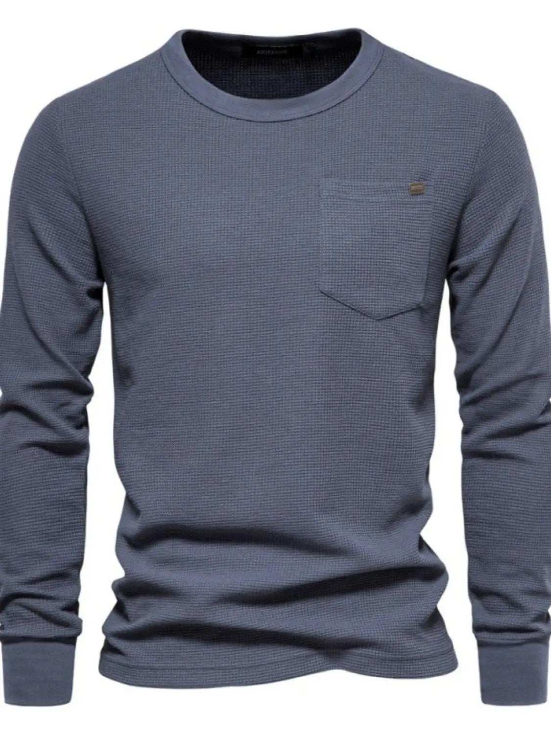 Men's Waffle-Knit Round Neck T-Shirt - Trendsi - Flyclothing LLC