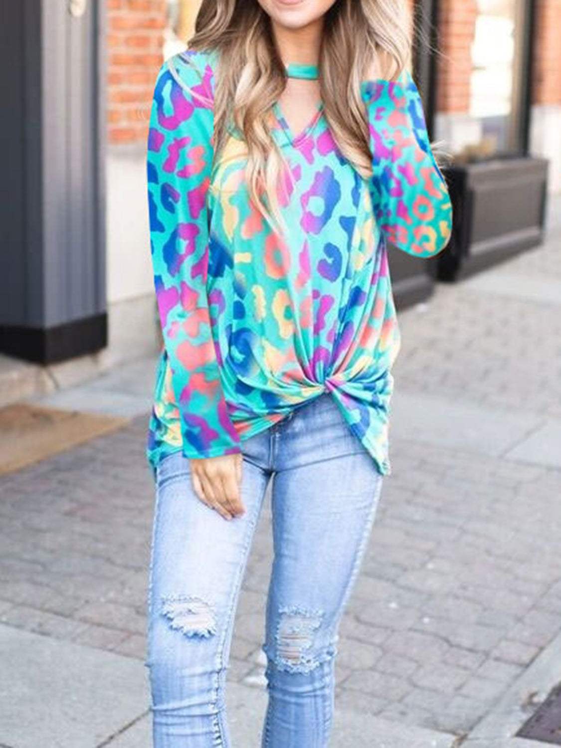 Cutout Round Neck Long Sleeve T-Shirt - Trendsi - Flyclothing LLC