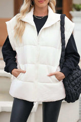 Zip Up Puffer Vest Coat with Pockets - Trendsi - Flyclothing LLC