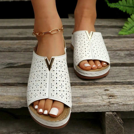 Open Toe Flats Sandals - Trendsi - Flyclothing LLC