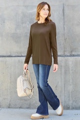 Basic Bae Full Size Round Neck Long Sleeve Top - ShopBasicbae - Flyclothing LLC