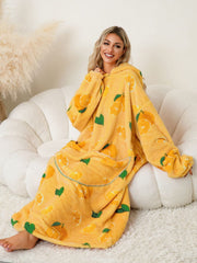Fuzzy Pocketed Long Sleeve Hooded Lounge Dress - Trendsi