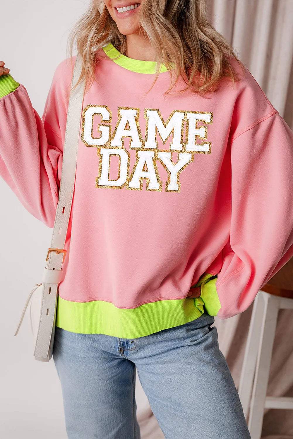 Letter Graphic Round Neck Long Sleeve Sweatshirt - Trendsi - Flyclothing LLC