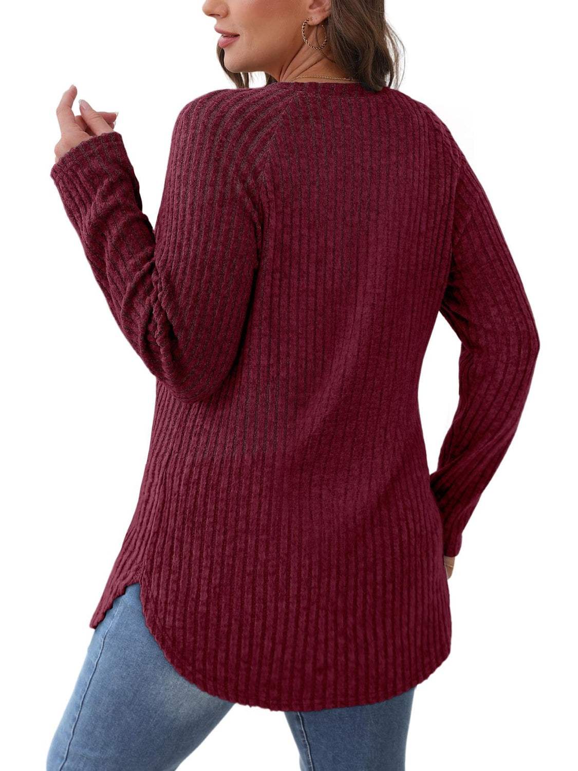Round Neck Raglan Sleeve T-Shirt - Trendsi - Flyclothing LLC