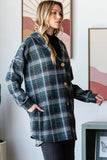 Heimish Plaid Button Down Long Sleeve Hooded Cardigan - Trendsi