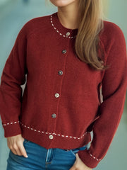 Button Down Long Sleeve Cardigan - Trendsi