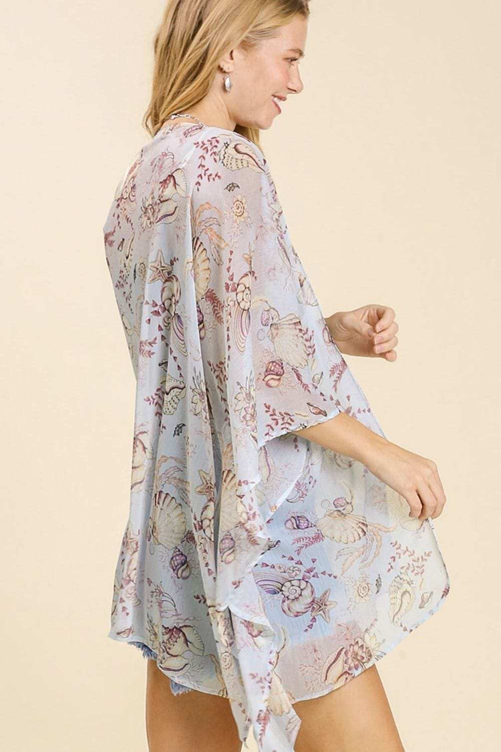 Umgee Full Size Sheer Mixed Print Kimono with Side Slit Plus Size - Trendsi - Flyclothing LLC
