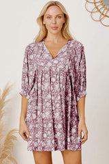 Floral Tie Neck Ruched Babydoll Dress - Trendsi - Flyclothing LLC
