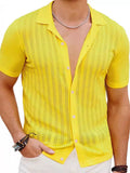 Men's Full Size Openwork Button Down Short Sleeve Shirt Plus Size - Trendsi