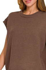 Zenana Oversized Viscose Sweater Vest - Trendsi - Flyclothing LLC