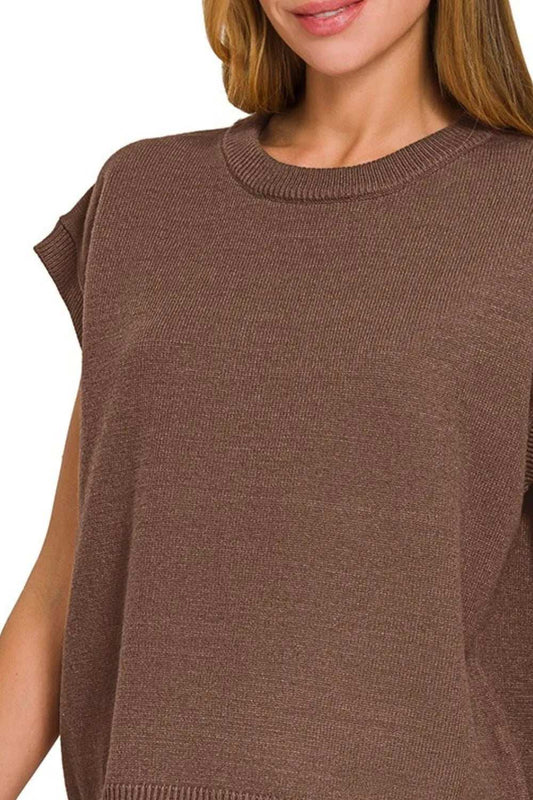 Zenana Oversized Viscose Sweater Vest - Trendsi - Flyclothing LLC