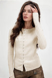 Basic Bae Texture Button Up Round Neck Long Sleeve Top - ShopBasicbae - Flyclothing LLC