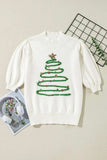 Sequin Mock Neck Short Sleeve Sweater - Trendsi - Flyclothing LLC
