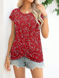 Printed Round Neck Short Sleeve T-Shirt - Trendsi