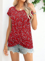 Printed Round Neck Short Sleeve T-Shirt - Trendsi