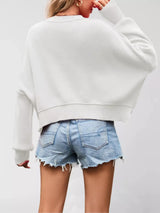 Round Neck Dropped Shoulder Sweater - Trendsi - Flyclothing LLC